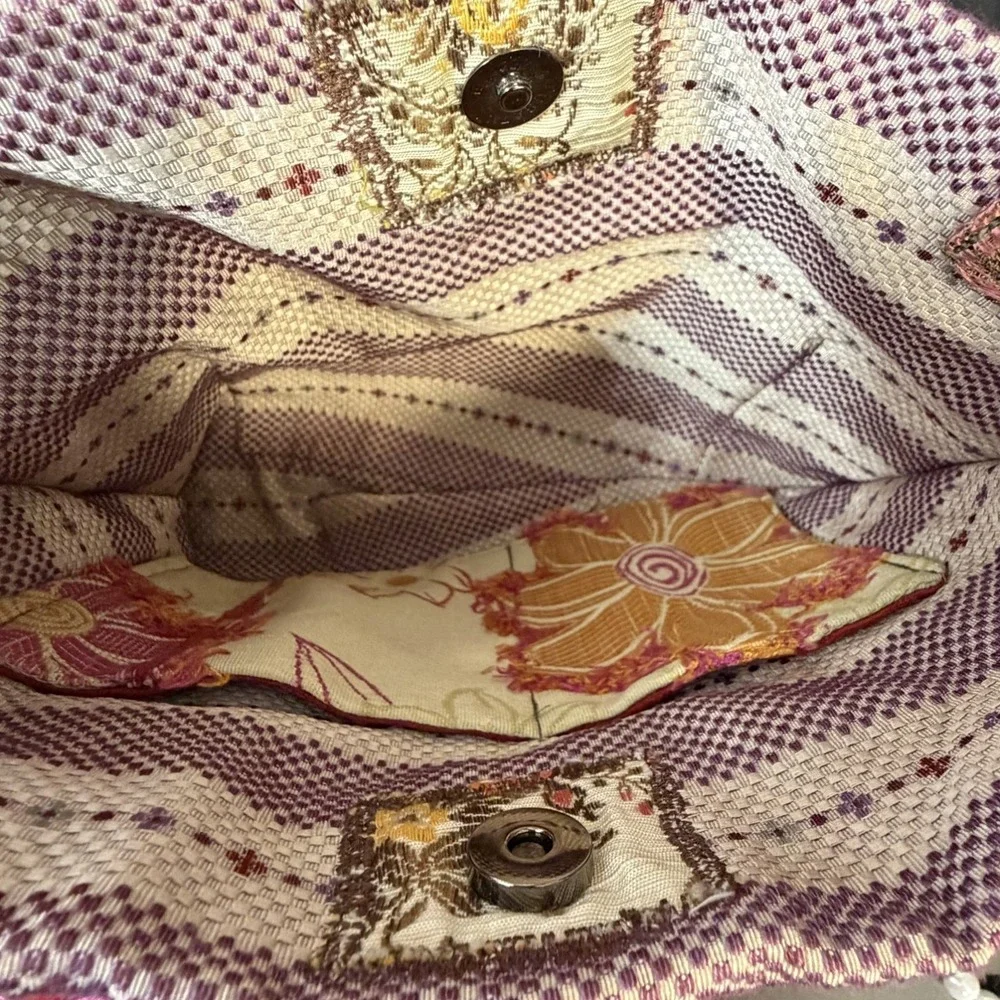 Rose Flower Quilt Purse Handmade Pockets Hippie Boho 12.5x10